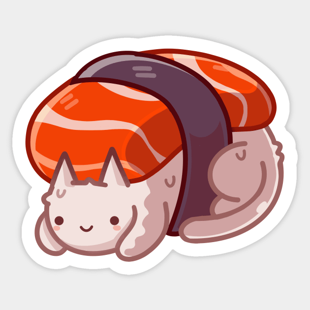 Salmon Nigiri Cat Sticker by Claire Lin